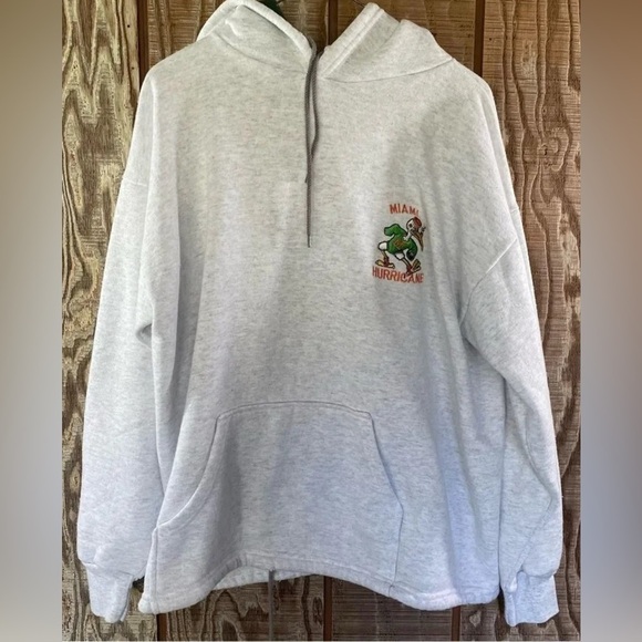 Vintage Made in USA 🇺🇸 Miami Hurricanes Embroidered Hooded Sweatshirt 🌀 - Picture 1 of 5